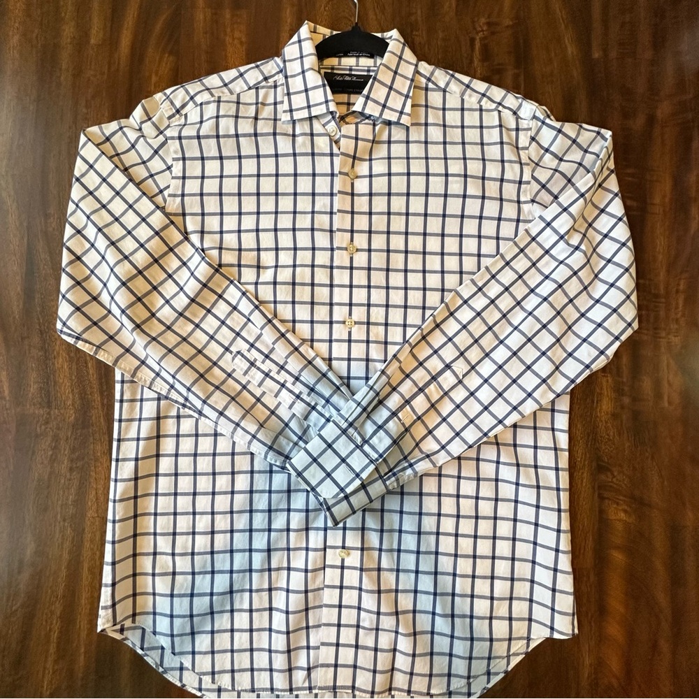 Saks Fifth Avenue COLLECTION Checkered Print Long-Sleeve Shirt, Medium
